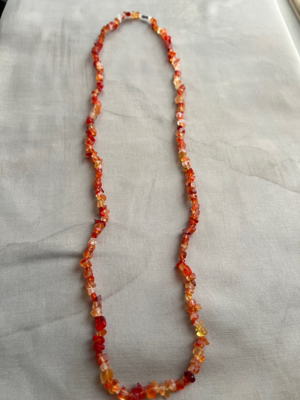 Handcrafted Orange & Red Chip Necklace for Women